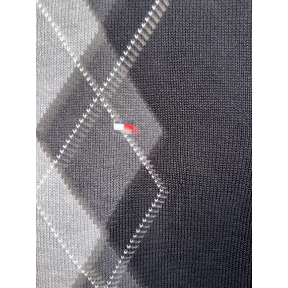Tommy Hilfiger Sweater Vest Mens XL Black Gray Argyle V Neck Pullover Classic - Picture 3 of 8